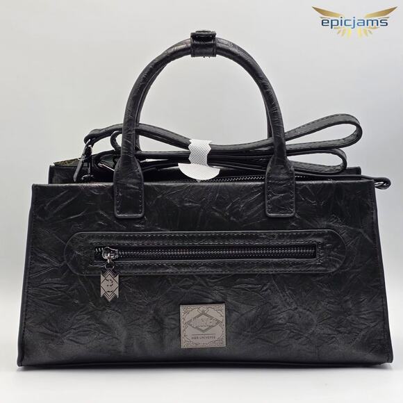 Wicked Elphaba Broomstick Crinkle Texture Black Crossbody Handbag Purse New - Picture 4 of 6